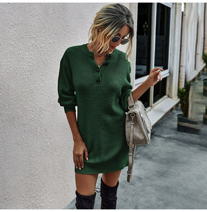 "U Better Sweat Her" L/S Knitted Sweater Dress - 5 Color Options