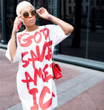 "God Save America" T-Shirt Dress - White Only