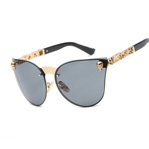 "Khrome Kitty" Cat-Eye Skull Women's Sunglasses - 8 Color Options