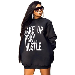 "Wake Up, Pray, Hustle." Sweatshirt Dress - 3 Color Options
